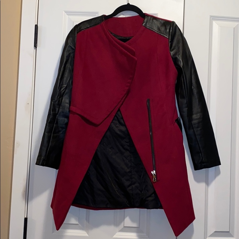Burgundy and leather jacket